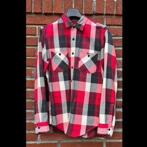 J.Crew Men’s Flannel Shirt – Red & Black Plaid, Size M
